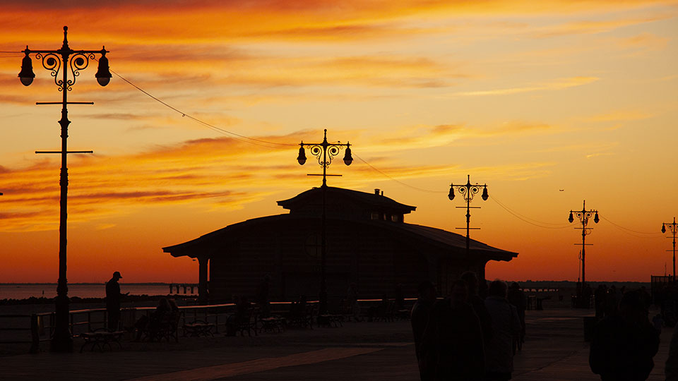 Brighton Beach at Sunset. New York, USA