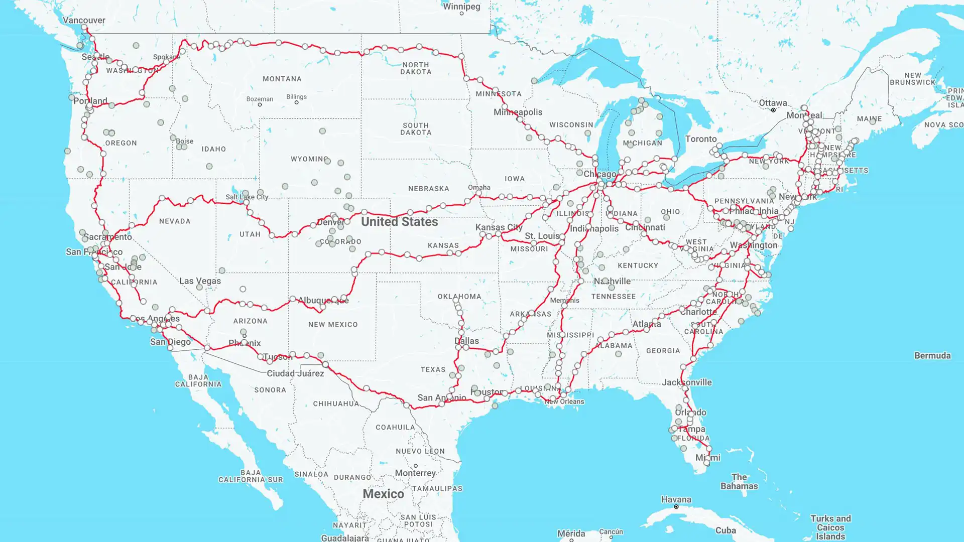 Amtrak Route Map