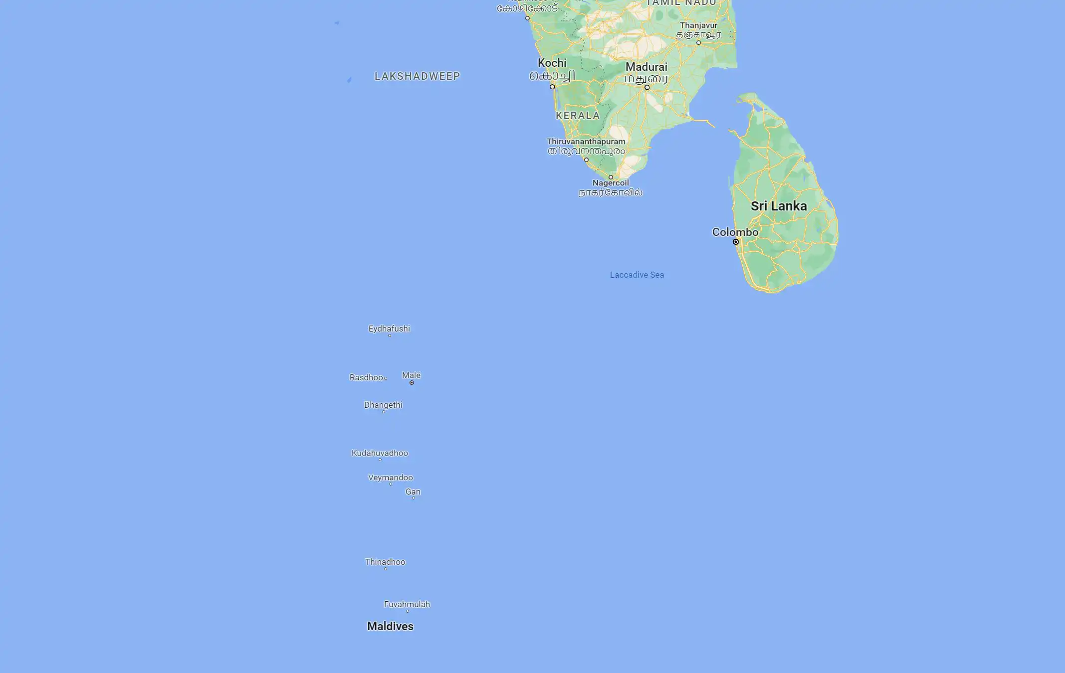 Maldives in the Indian Ocean Map